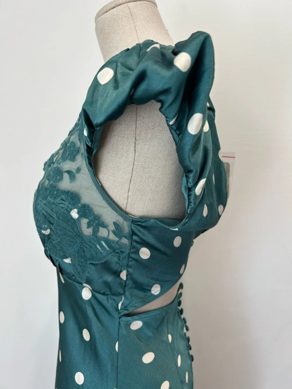 Free People Teal Green Polka Dot Midi Dress